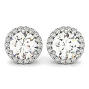 14k White Gold Round Prong Halo Style Earrings (1 cttw)-4