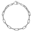 14k White Gold Diamante Paperclip Chain Bracelet (4.00 mm)-4