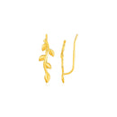 Leafy Branch Motif Climber Earrings in 14k Yellow Gold-2