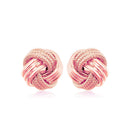 14k Rose Gold Love Knot with Ridge Texture Earrings-5
