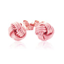 14k Rose Gold Love Knot with Ridge Texture Earrings-6