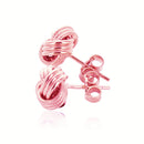 14k Rose Gold Love Knot with Ridge Texture Earrings-7