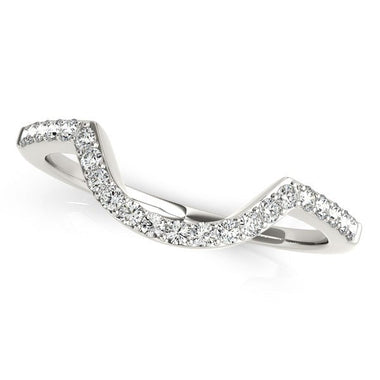 14k White Gold Curved Diamond Wedding Band (1/3 cttw) - 0
