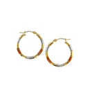10k Tri-Color Gold Classic Hoop Earrings with Diamond Cut Details-7