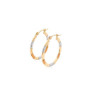 10k Tri-Color Gold Classic Hoop Earrings with Diamond Cut Details-8