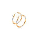 10k Tri-Color Gold Classic Hoop Earrings with Diamond Cut Details-9