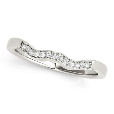 14k White Gold Wavy Style Diamond Wedding Ring (1/15 cttw) - 0