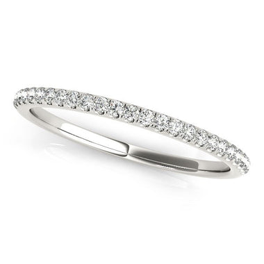 14k White Gold Round Diamond Pave Set Wedding Band (1/8 cttw) - 0