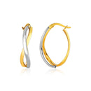 14k Two-Tone Gold Twisted Style Polished Hoop Earrings-2