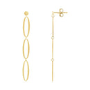 14K Yellow Gold Triple Oval Fancy Drop Earrings-3