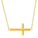 14k Yellow Gold Necklace with a Polished Cross Design-4
