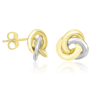 14k Two-Tone Gold Shiny Intertwined Open Circle Earrings - 0