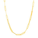 14k Yellow Gold Alternating Paperclip Chain Link and Gold Bar Necklace-4