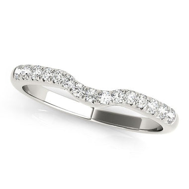 14k White Gold Pave Set Curved Diamond Wedding Band (1/5 cttw) - 0
