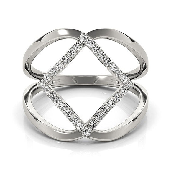 14k White Gold Interlaced Design Diamond Ring (1/5 cttw)