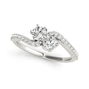 Curved Band Two Stone Diamond Ring in 14k White Gold (3/4 cttw)-4