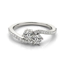 Curved Band Two Stone Diamond Ring in 14k White Gold (3/4 cttw)-6