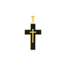 Cross Pendant with Black Enamel in 14k Yellow Gold-3