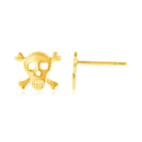 14K Yellow Gold Skull and Crossbones Post Earrings-2