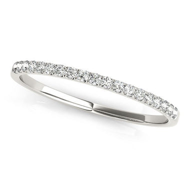 14k White Gold Pave Set Style Round Diamond Wedding Ring (1/8 cttw) - 0
