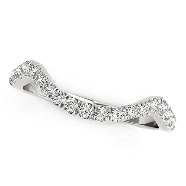 14k White Gold Modern Curved Style Pave Diamond Wedding Band (1/5 cttw) - 0