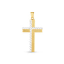 14k Two Tone Gold High Polish Diamond Cut Cross Pendant-3