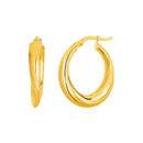 14k Yellow Gold Oval Hoop Earrings-2