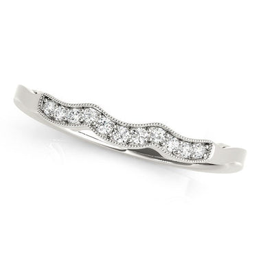 14k White Gold Wave Style Milgrained Diamond Wedding Ring (1/20 cttw) - 0