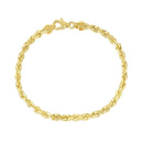 5.0mm 10k Yellow Gold Solid Diamond Cut Rope Bracelet-5