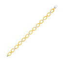14k Two-Tone Gold Chain Bracelet with Textured Oval Links-3