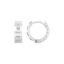 14K White Gold Square Motif Faceted Huggie Earrings-3