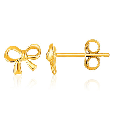 14k Yellow Gold Bow Style Post Earrings - 0