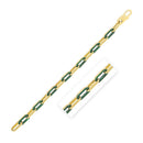 14k Yellow Gold Malachite Paperclip Gem Link Bracelet (7.00 mm)-4