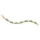 14k Yellow Gold Malachite Paperclip Gem Link Bracelet (7.00 mm)-5
