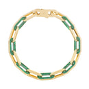 14k Yellow Gold Malachite Paperclip Gem Link Bracelet (7.00 mm)-6