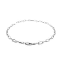 14k White Gold Anklet with Fancy Hammered Oval Links-7