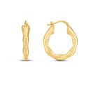 14k Yellow Gold Medium Bamboo Hoop Earrings-3