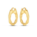 14k Yellow Gold Medium Bamboo Hoop Earrings-4