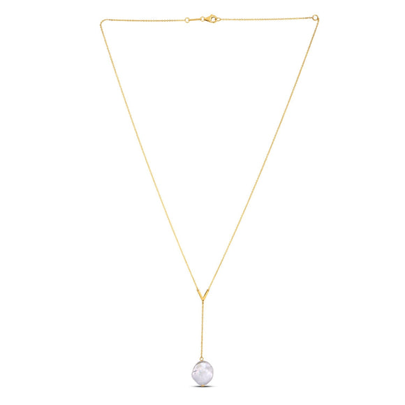 14k Yellow Gold Tesoro Pearl Lariat Necklace
