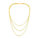 14k Yellow Gold Three Strand Herringbone Chain Necklace-6