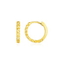 14k Yellow Gold Petite Textured Round Hoop Earrings-2