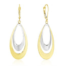 14k Two-Tone Gold Graduated Open Double Teardrop Earrings-2