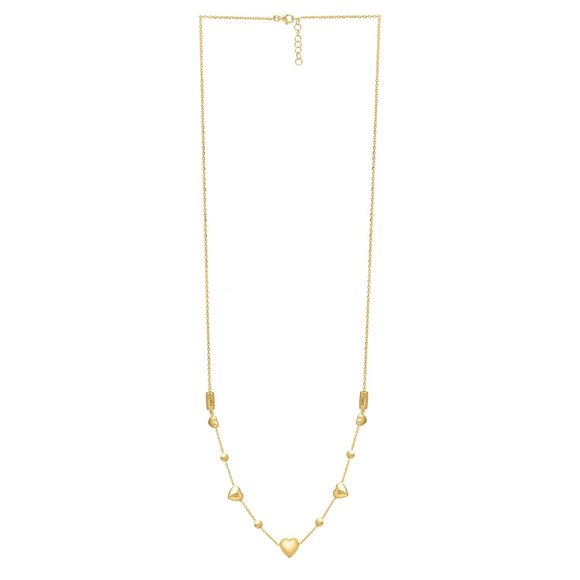 14k Yellow Gold Puff Heart Adjustable Necklace