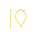 14K Yellow Gold Diamond Motif Hoop Earrings-3