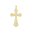 14k Two Tone Gold High Polish Diamond Cut Cross Pendant-3