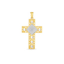 14k Two Tone Gold High Polish Diamond Cut Cross Pendant-3