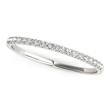 14k White Gold Pave Set Round Diamond Wedding Ring (1/8 cttw) - 0