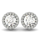 14k White Gold Four Prong Round Halo Diamond Earrings (1 1/6 cttw)-4
