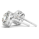 14k White Gold Four Prong Round Halo Diamond Earrings (1 1/6 cttw)-5