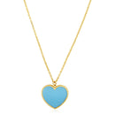 14k Yellow Gold High Polish Heart Turquoise Paste Necklace-4